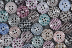 A sampling of the 29 patterns of calico buttons found on the Arabia